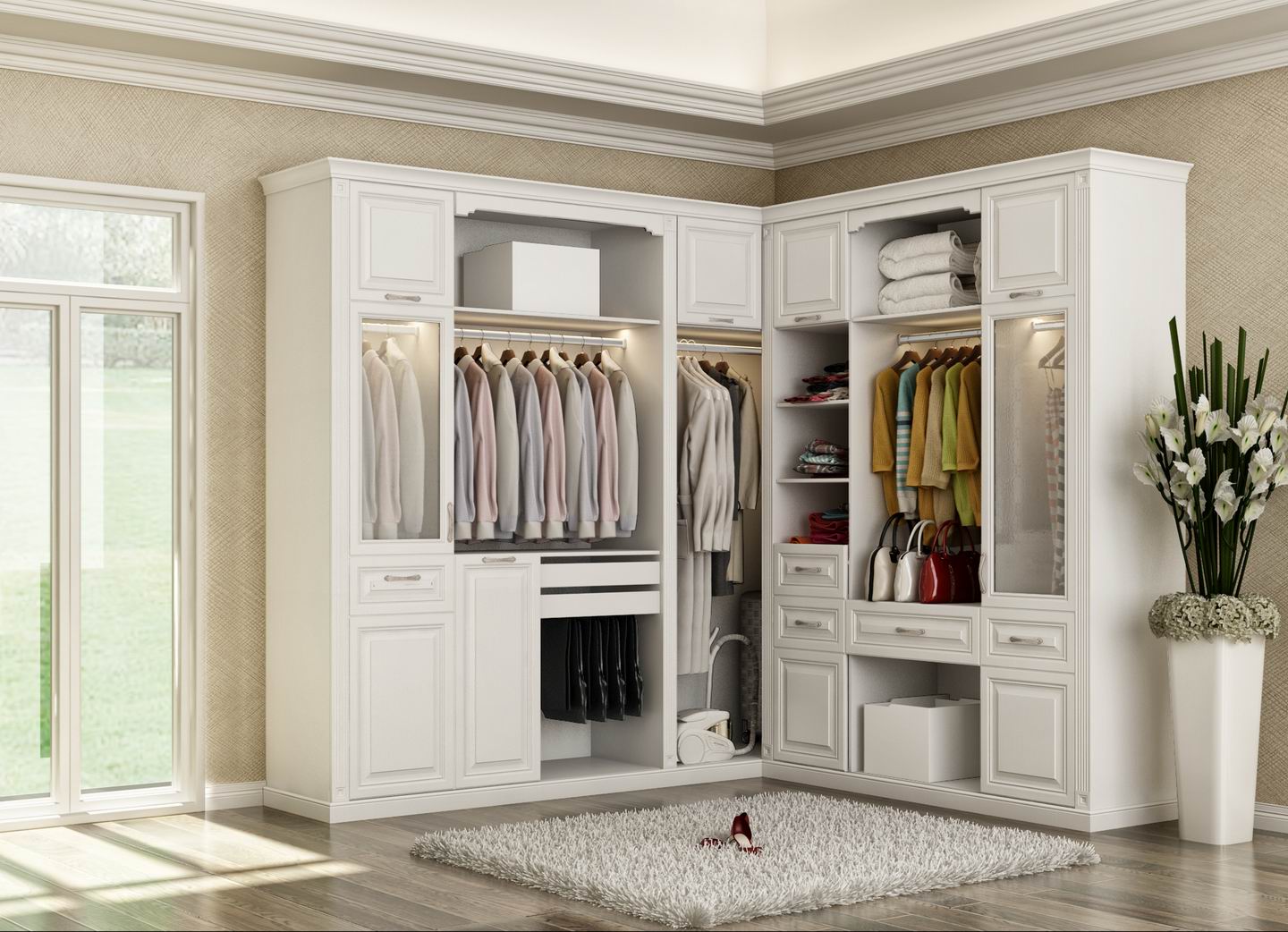 全鋁衣柜-03（風(fēng)格：簡歐；顏色：暖白）