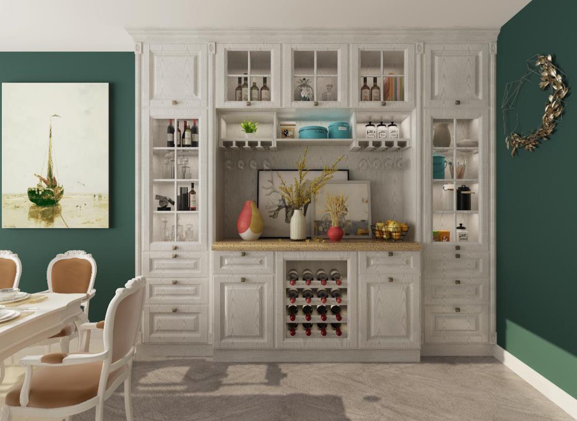 全鋁酒柜-01（風(fēng)格：簡(jiǎn)歐；顏色：白橡）